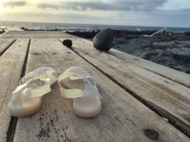 Plastic shoes on the dock