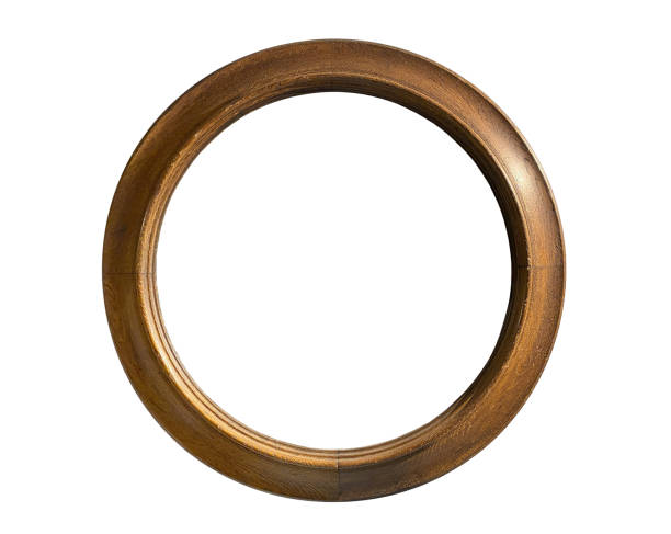 istock Old round wooden frame isolated on white background with clipping path 2165068615