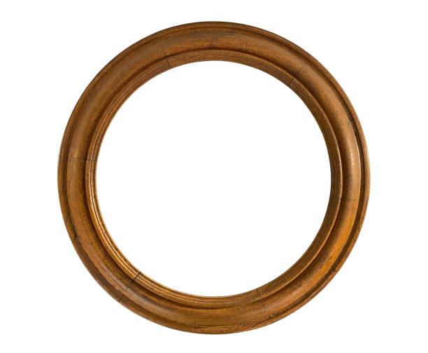 istock Old round wooden frame isolated on white background with clipping path 2165068621