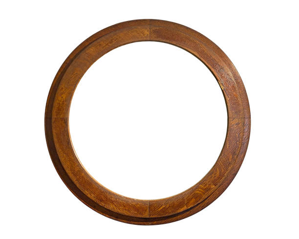 istock Old round wooden frame isolated on white background with clipping path 2165068744