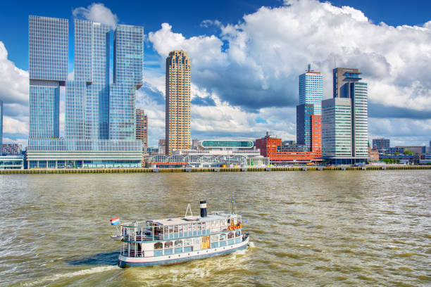 The Nieuwe Maas is a distributary of the Rhine River in the heart of Rotterdam, Netherlands