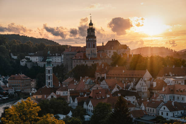 istock Sunset view of Cesky Krumlov, Czech Republic 2165081693