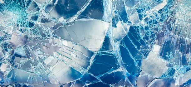 istock Car cracked windglass, wide broken glass texture 2165087004
