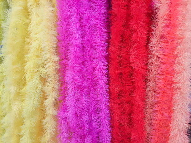 Colorful fake feathers.