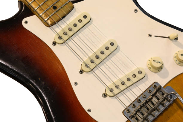 Vintage electric six-string guitar with pickups and knobs for volume and tone control