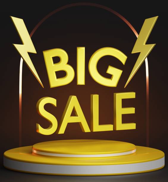 istock Big sale 3d text effect with lightning bolt. 2165108435