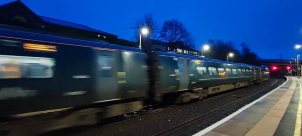 istock A train moving at speed through Bridgend train station. 2165121448