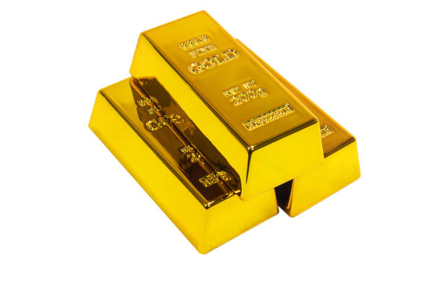 Gold bars isolated on white background with clipping path.