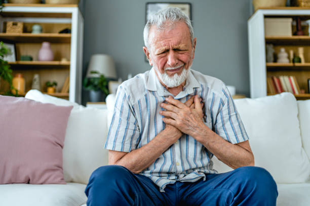 istock Senior man suffering from chest pain 2165132188