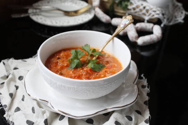 istock Delicious gazpacho, Vegetable spicy soup. 2165133533