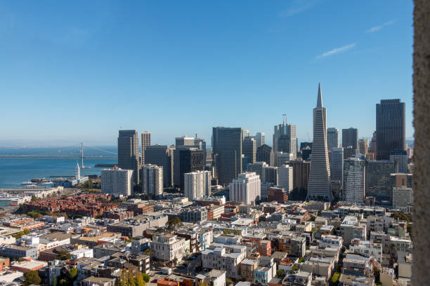 The skyline of downtown San Francisco, and the Transmaerica Pymarid modern architecture.