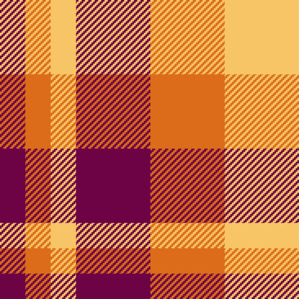 Vibrant plaid pattern featuring diagonal lines in warm autumn colors. Perfect for backgrounds, textiles, and design projects.