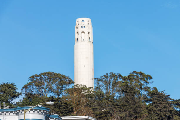 iconic Coit Tower on Telegraph Hill in San Francisco, California.