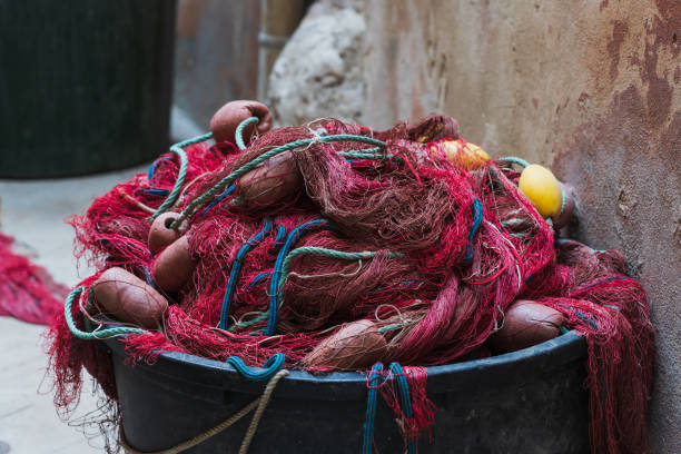 istock Large fishing net in a plastic bucket. 2165143360