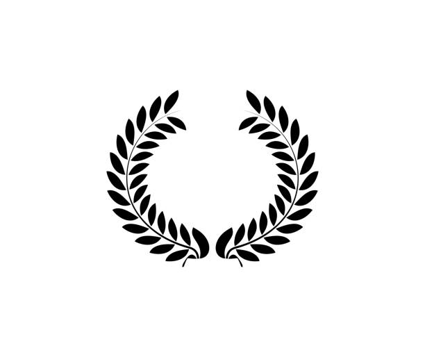 Laurel circle wreath. Branch greek olive oak wheat leaves Laurel circle wreath. Branch greek olive oak wheat leaves. laureat stock illustrations