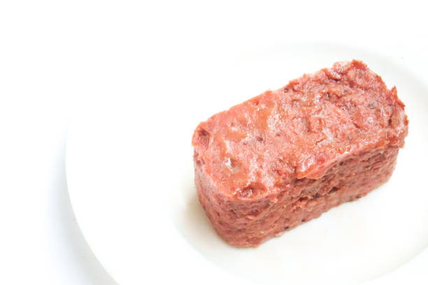 canned corned beef isolated on white background
