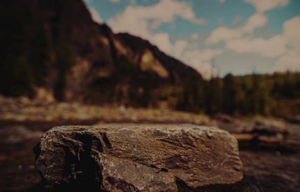 istock dark brown empty stone in the mountain creek 2165170564