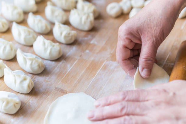 The process of making dumplings and dough