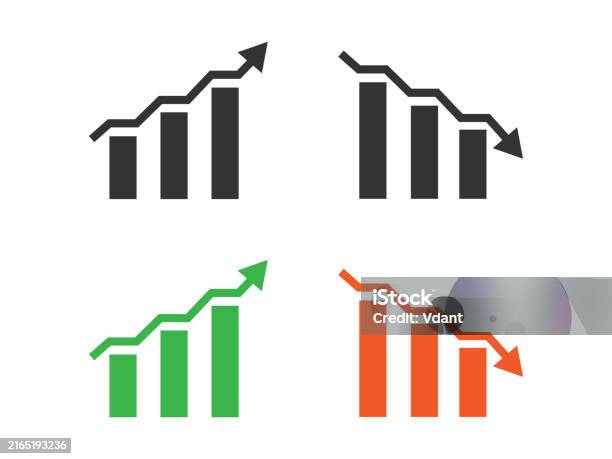 Graph Chart Going Up And Down Sign Arrows Flat Design Vector ...