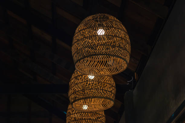 istock Beautiful chandeliers made from woven bamboo. restaurant decoration 2165194174