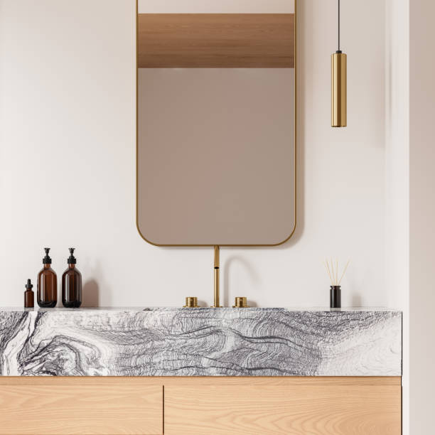 istock Stylish hotel bathroom interior with sink and accessories, closeup 2165203329