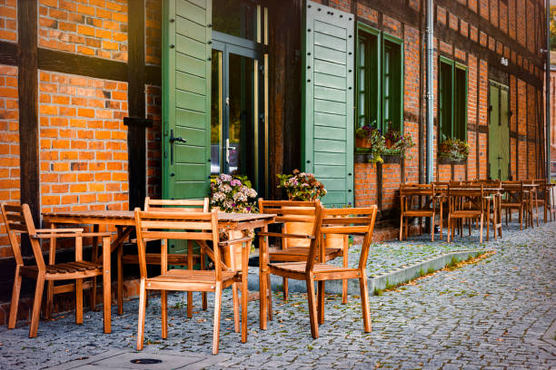 istock Fall sidewalk cafe. Autumn cityscape 2165205281