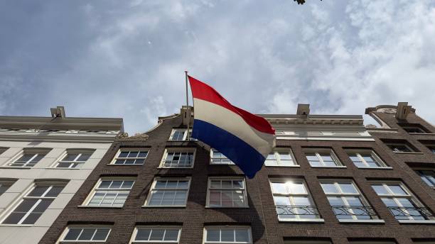 Netherlands and Pride flag in Amsterdam