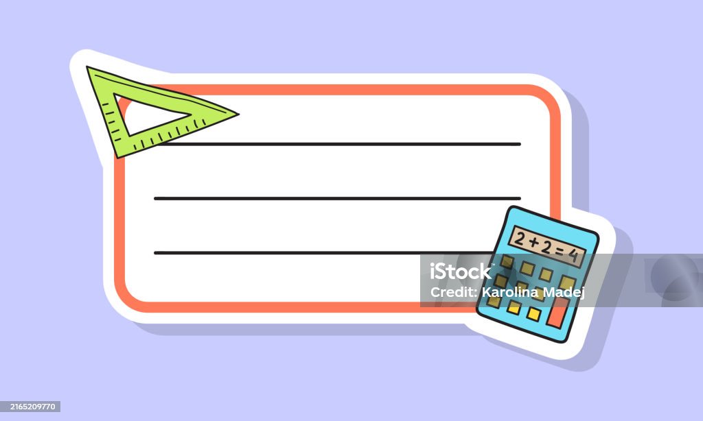 Lesson Label Cartoon School Labels Cartoon Design For A Notebook Vector Illustration Stock ...