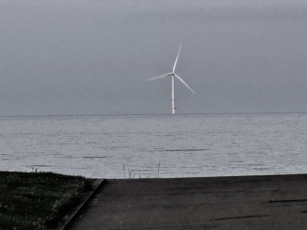 A wind turbine on the horizon