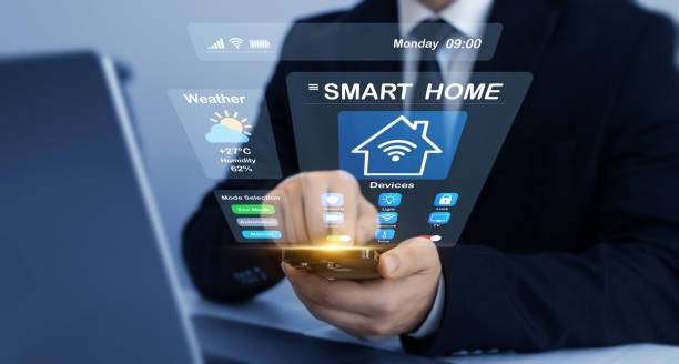 istock Business person using digital dashboard of smart home app for control home appliances. Technology assistant for smart devices,intelligent house or smart home technology. 2165223690