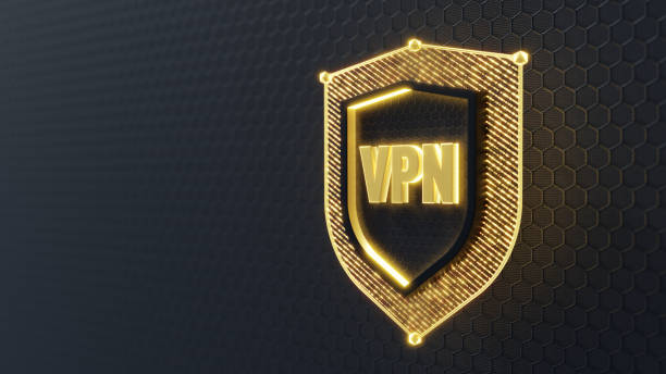istock Security solutions concept. Abstract shield with VPN symbol in the middle. Minimalistic 3d concept. 2165227198