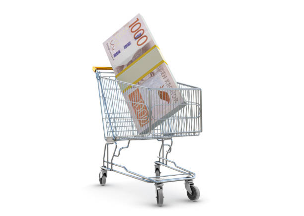 Shopping Cart with Swedish Kronas Bills