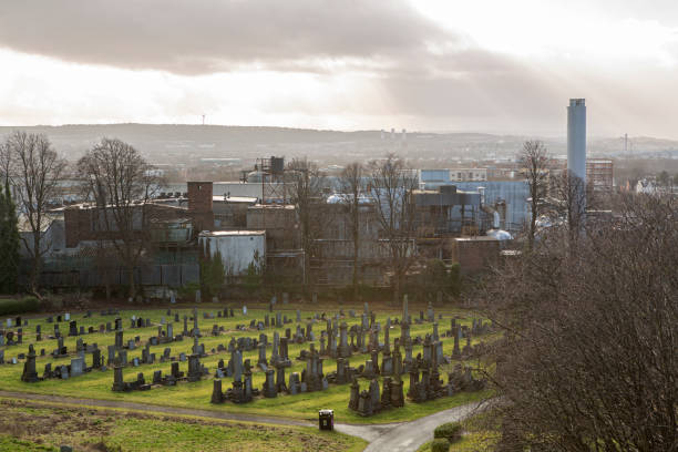 Graves and monuments at necropolis of glasgow scotland england UK