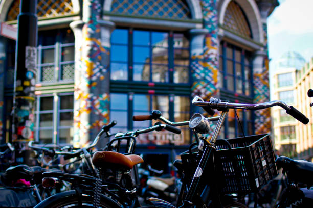 The Hague, Netherlands. Many bikes in the city center