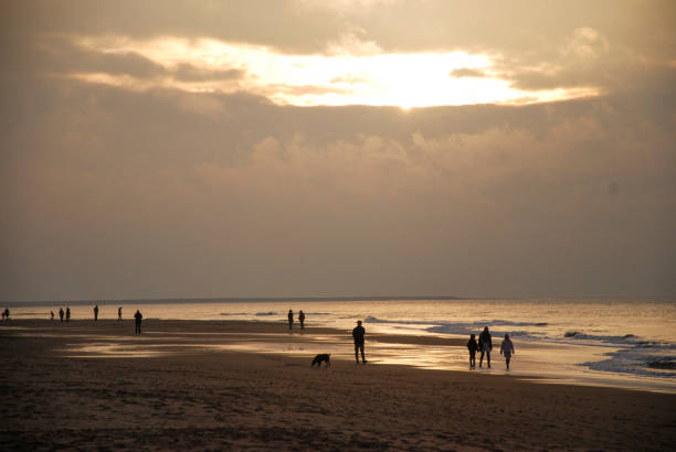 Kijkduin , Den Haag, Netherlands. November 25, 2012. North Sea scenery at the beach of Kijkduin during dusk