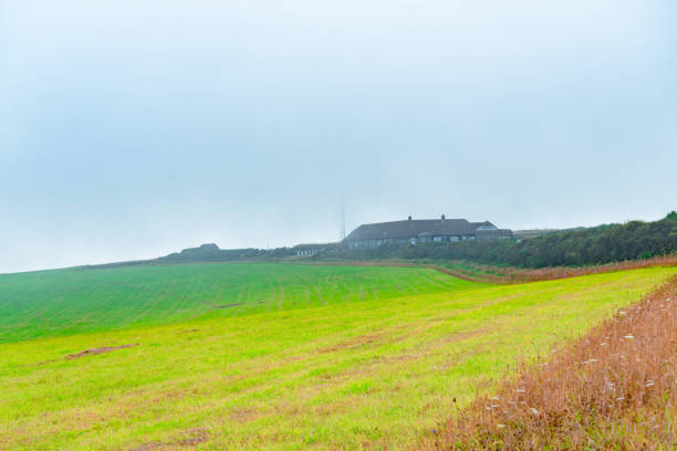Wild landscape with deep clouds with fog