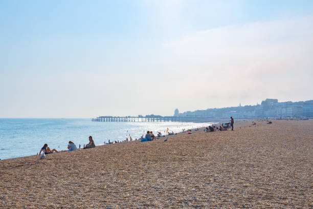 istock Beautiful view of a sandy beach under a cloudy sky in Hastings, UK 2165244440