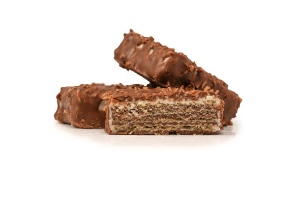 istock Chocolate coconut wafer bar isolated on white background. 2165255973