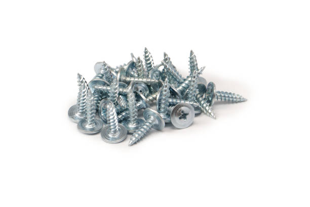 istock Screw-washer to wood isolated on a white background. 2165255977