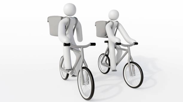 istock a white figurine riding a bike against a white background. 2165261562