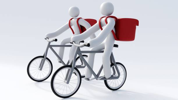 istock a white figurine riding a bike against a white background. 2165261563
