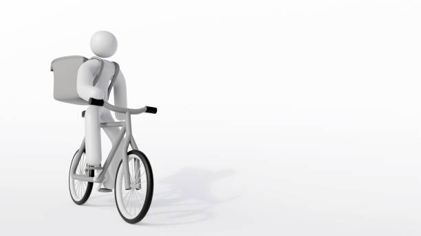 istock a white figurine riding a bike against a white background. 2165261567