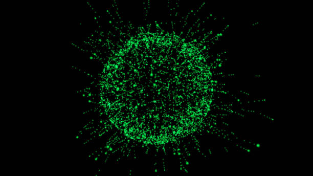 istock Abstract sphere of particles. consisting of points. Particle explosion at high speed. Isolated on black background. Digital illustration. 2165263919