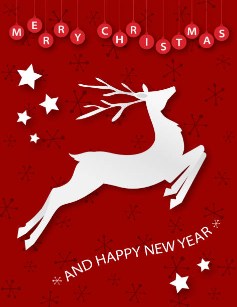 istock Cut paper Style Reindeer Christmas card 2165264794