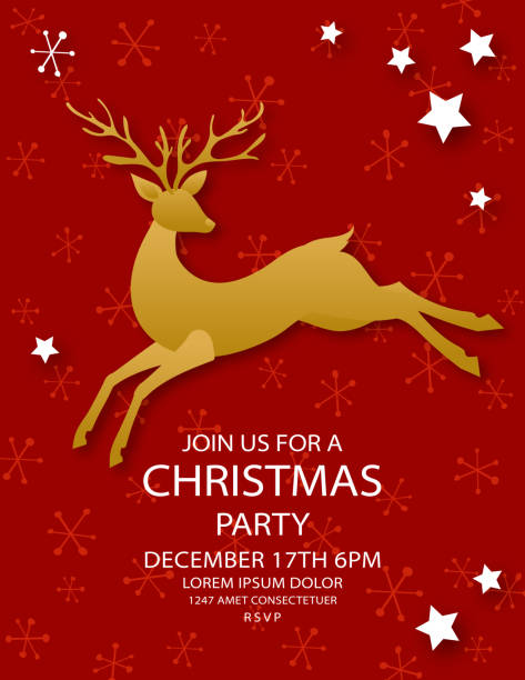 istock Cut Paper Reindeer Christmas Party Template 2165264914