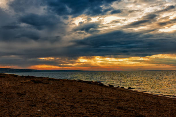 Tranquil scene of sunset above the sea without people
