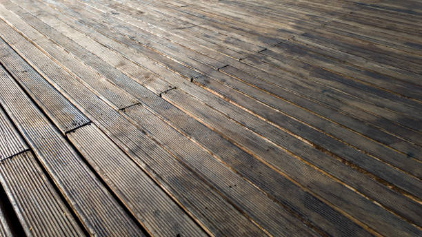 istock Low angle visual of  old wooden flooring 2165268674