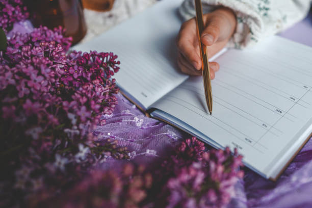 istock Girl writes in a notebook, aesthetics 2165271896