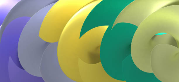 istock Abstract background with green and yellow curves, 3D rendering illustration 2165274834