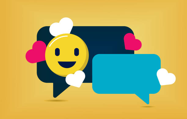istock Happy Emoji With Speech Bubbles and Hearts Illustration 2165275322